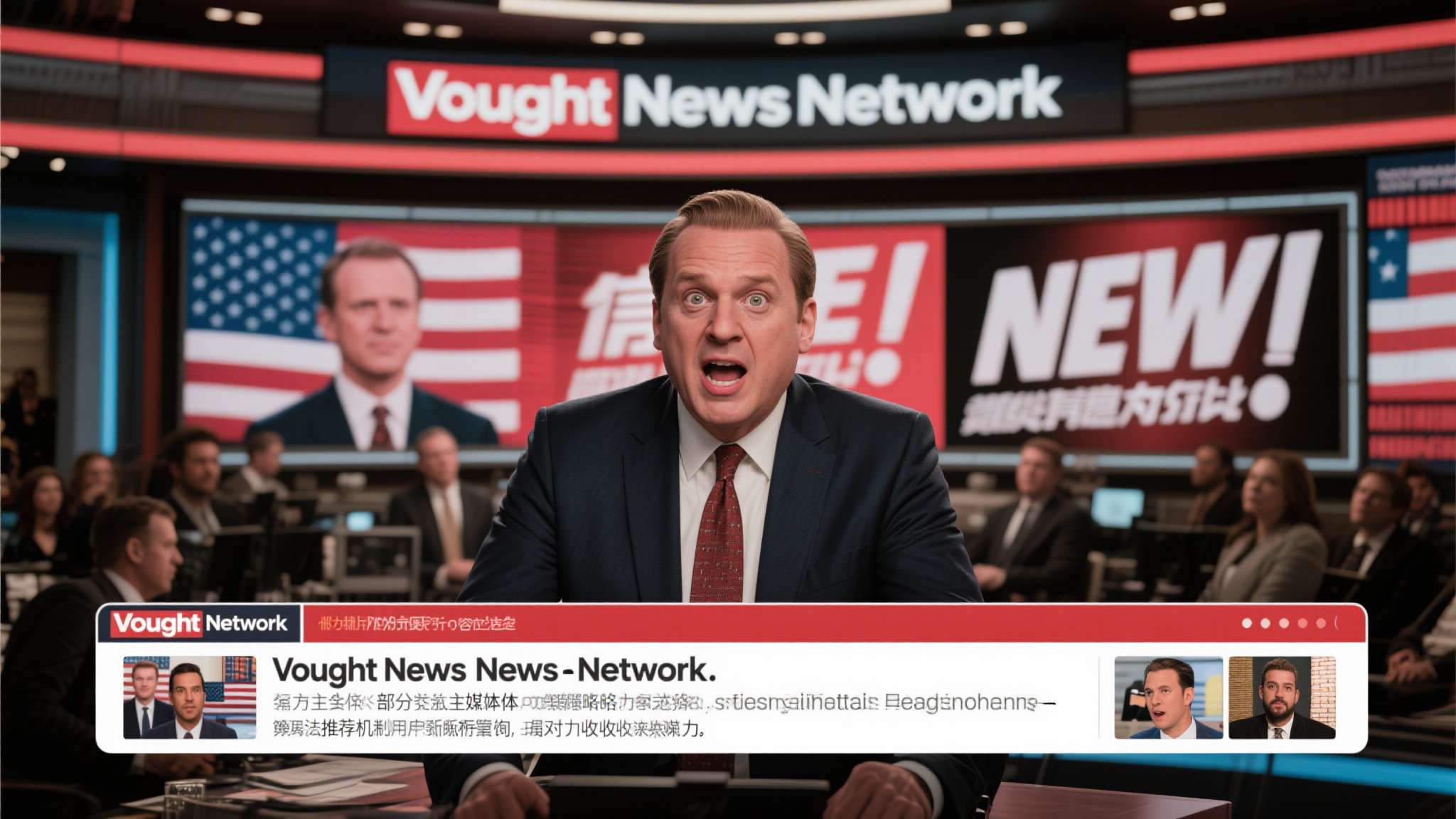 第三季中，Vought旗下的新闻频道"Vought&nbsp;News&nbsp;Network"以